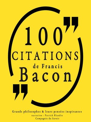 cover image of 100 citations de Francis Bacon
